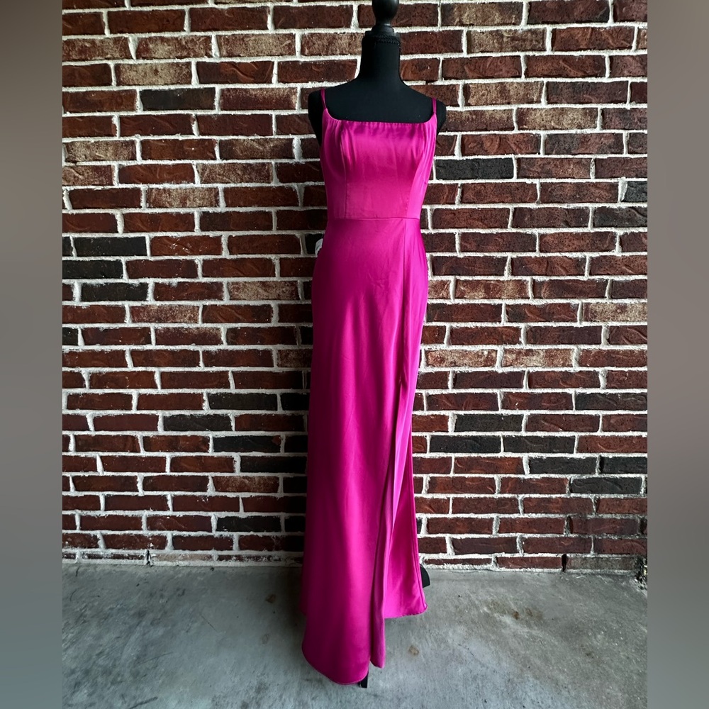 Elegant Fuchsia Satin Evening Gown